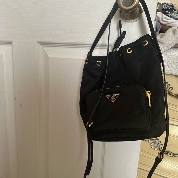 Prada Handbags - Prada Black Nylon Drawstring Backpack